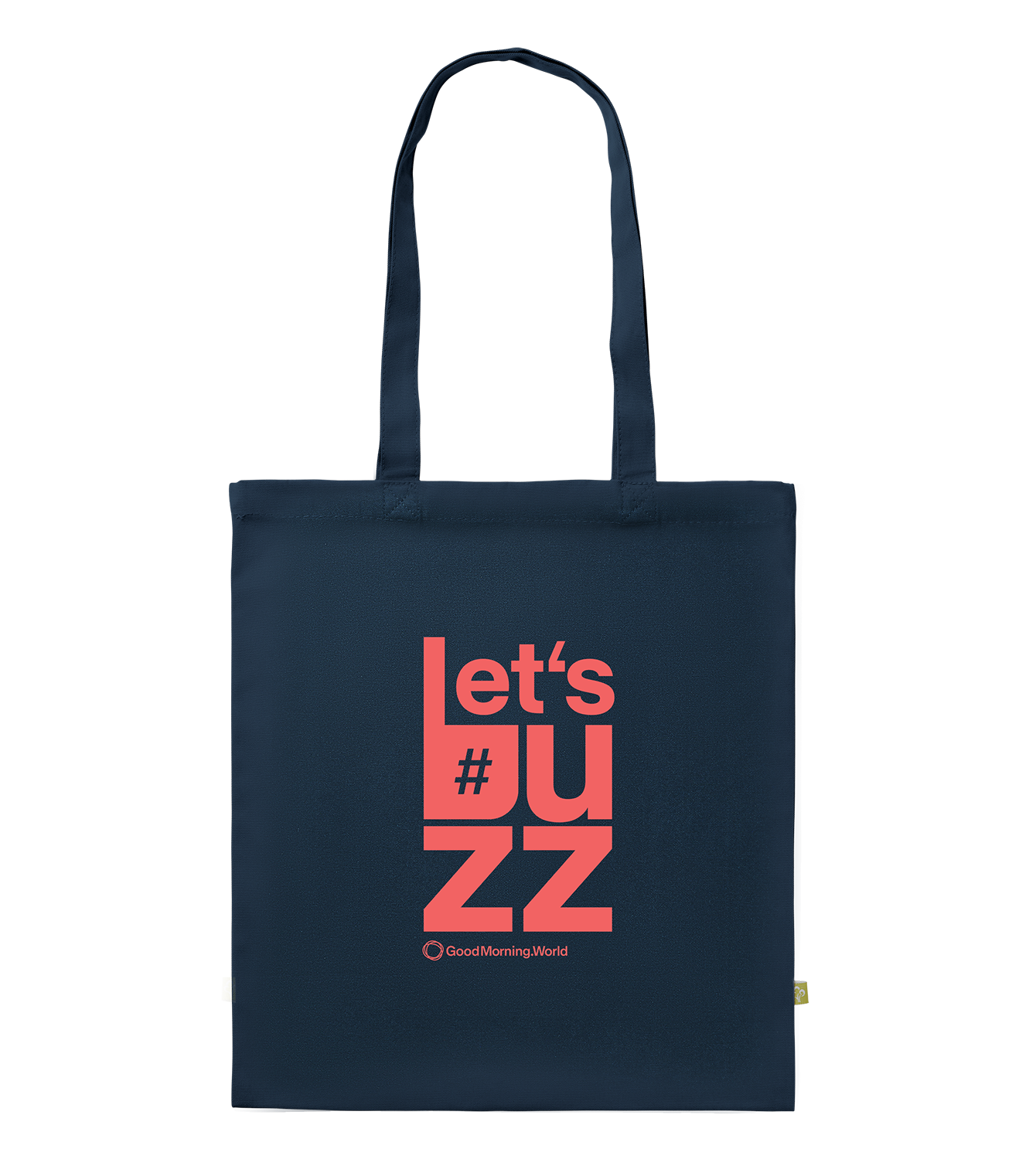 Coloured Canvas Tote, French Navy, Back, Good Morning World, zweiseitig, Let's Buzz N01