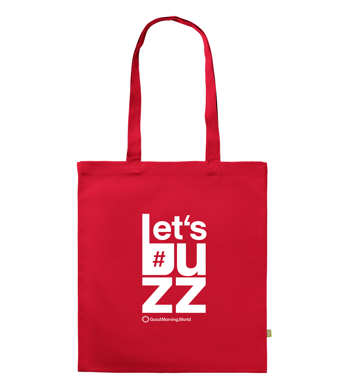 Coloured Canvas Tote, Rot, Back, Good Morning World, zweiseitig, Let's Buzz N01