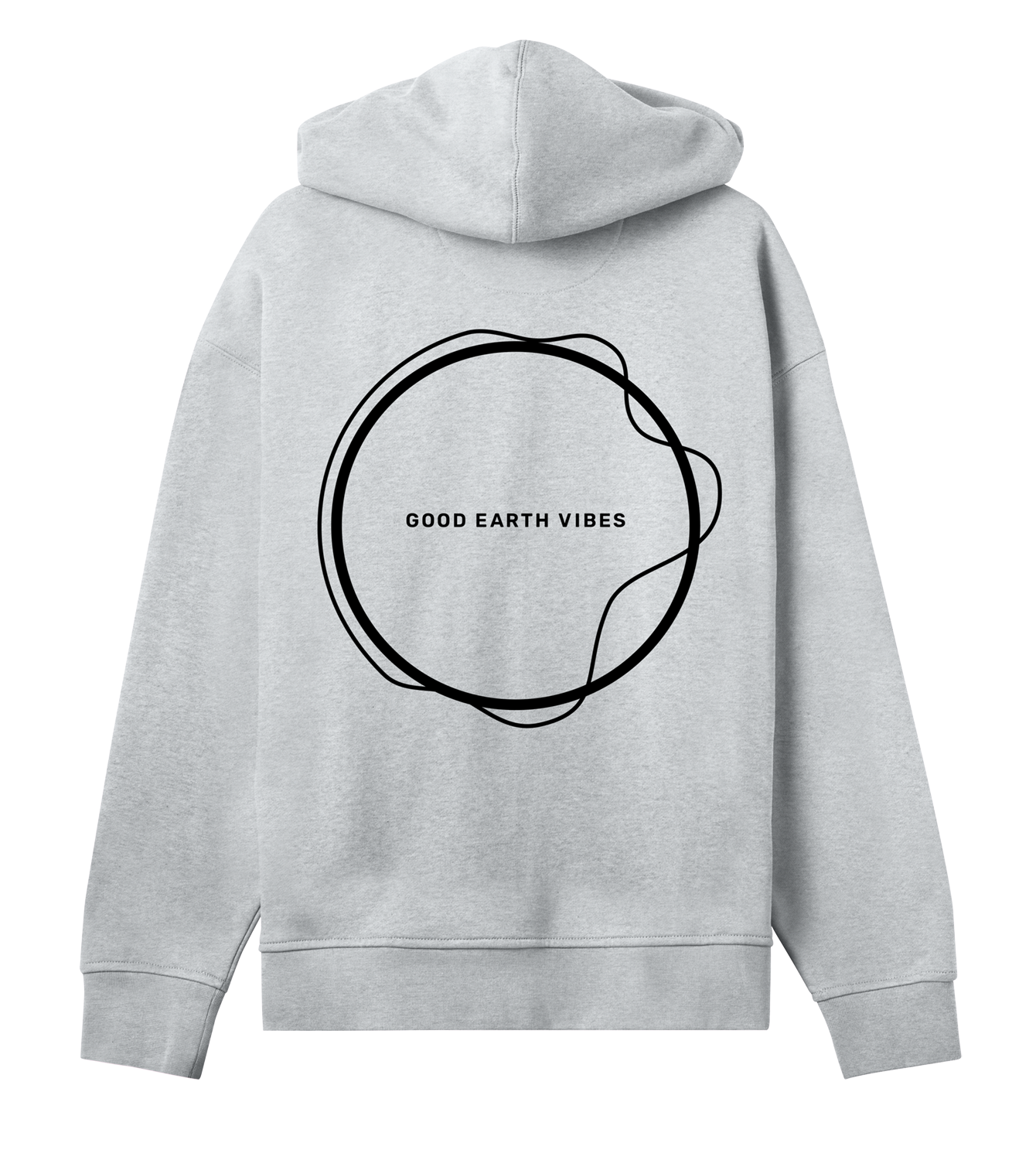 Hoodie Frauen, Oversized, Grau meliert, Hinten, Good Earth Vibes, zweiseitig