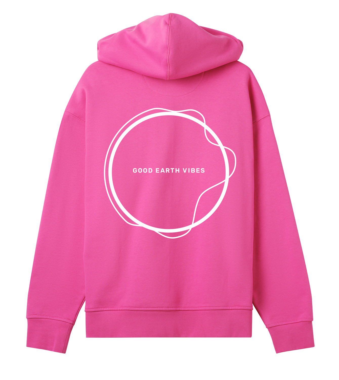 Hoodie Frauen, Oversized, Hyper Pink, Hinten, Good Earth Vibes, zweiseitig
