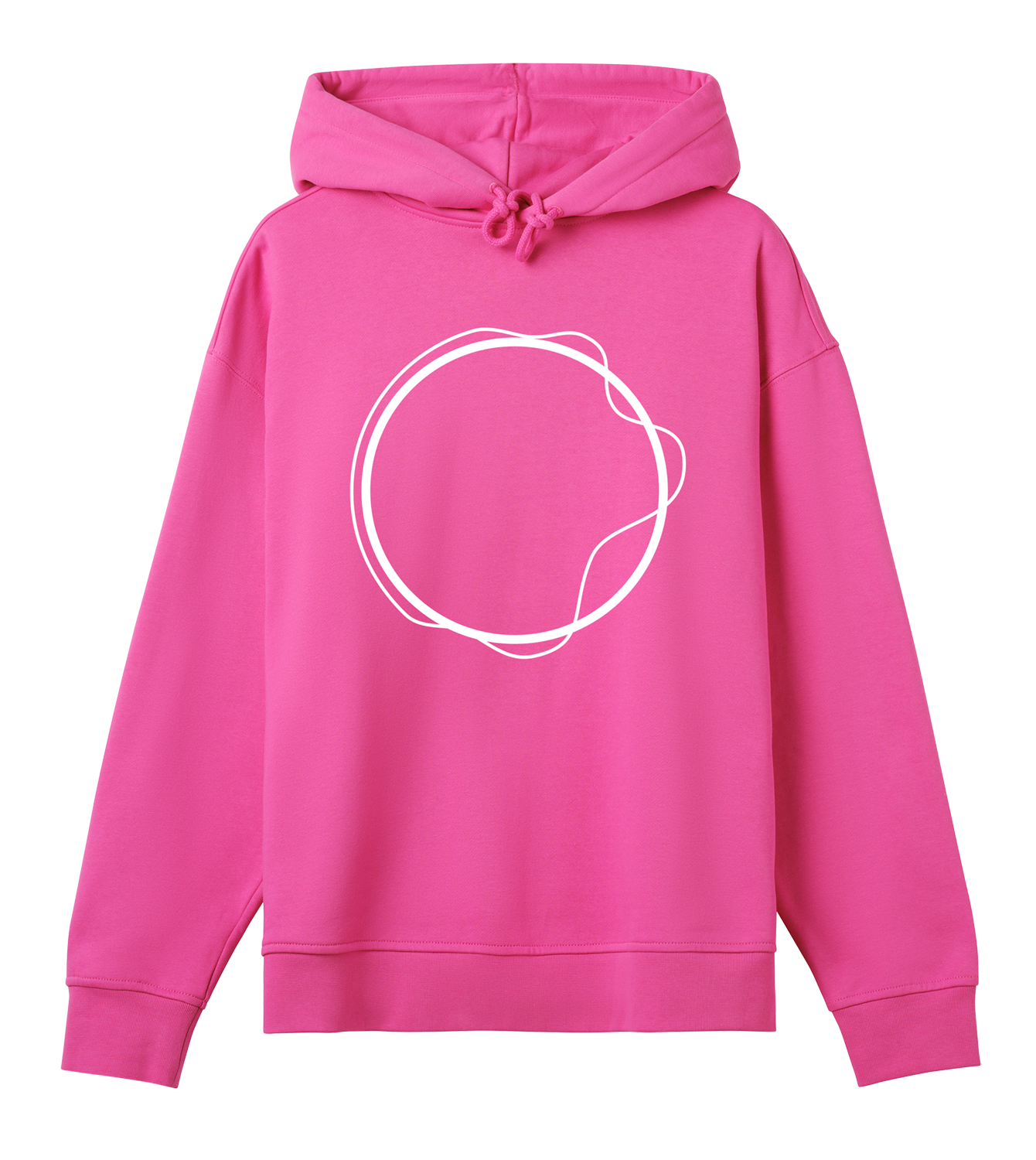 Hoodie Frauen, Oversized, Hyper Pink, Vorne, Good Earth Vibes, zweiseitig