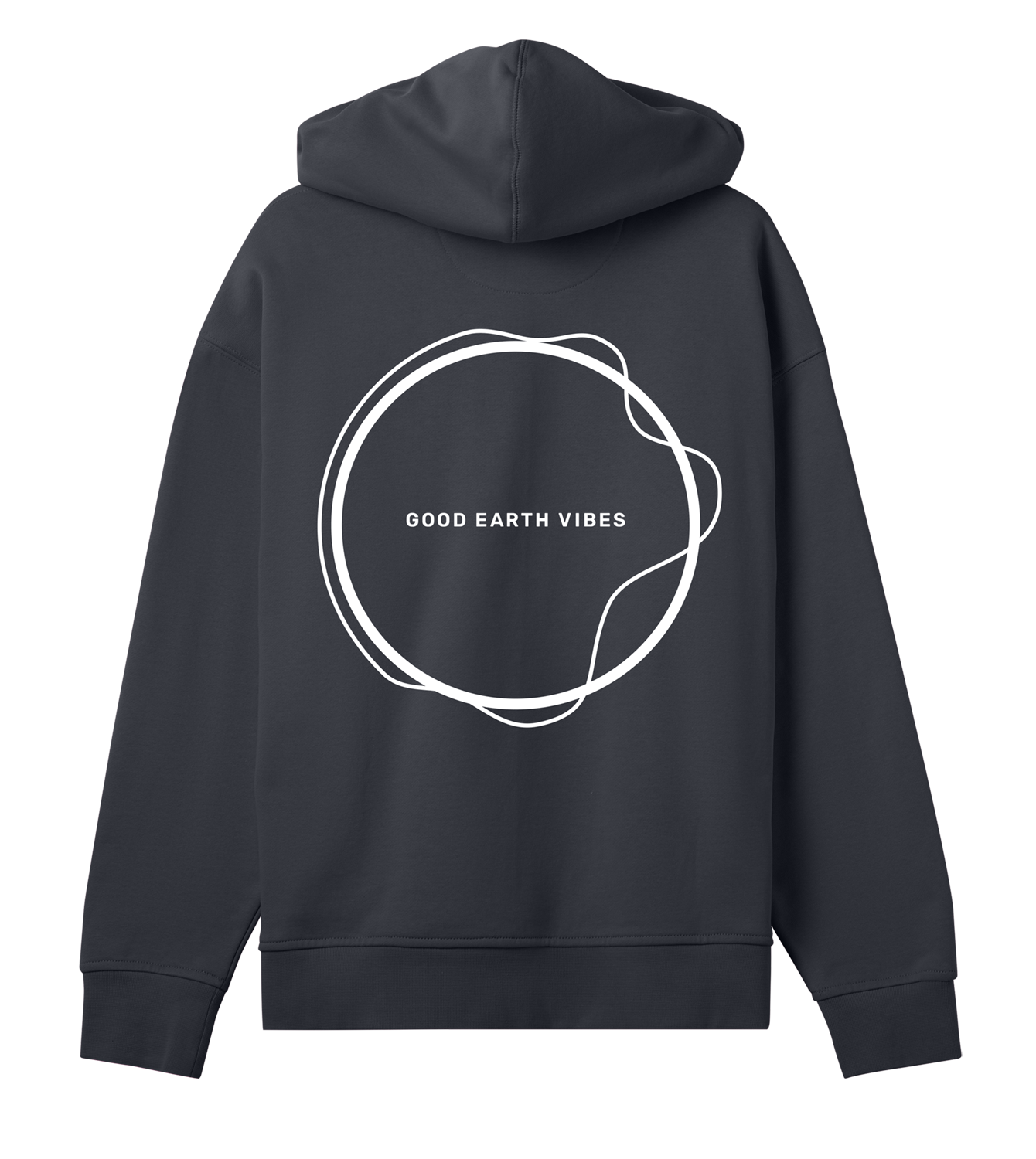 Hoodie Frauen, Oversized, Off-Black, Hinten, Good Earth Vibes, zweiseitig