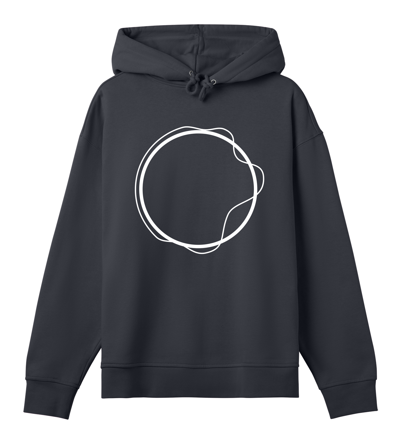 Hoodie Frauen, Oversized, Off-Black, Vorne, Good Earth Vibes, zweiseitig