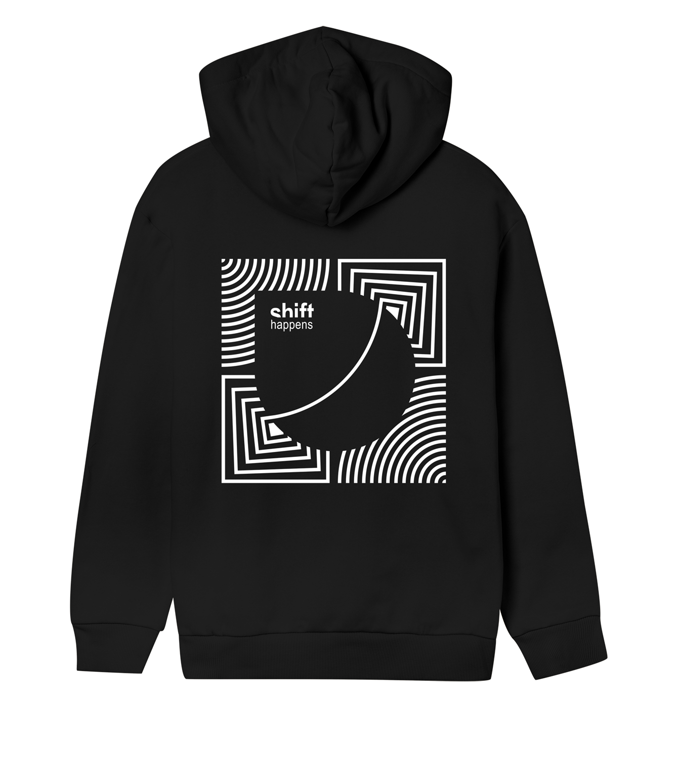 Hoodie Frauen Regular, Schwarz, Hinten, Good Morning World, zweiseitig, Shift_Happens N01