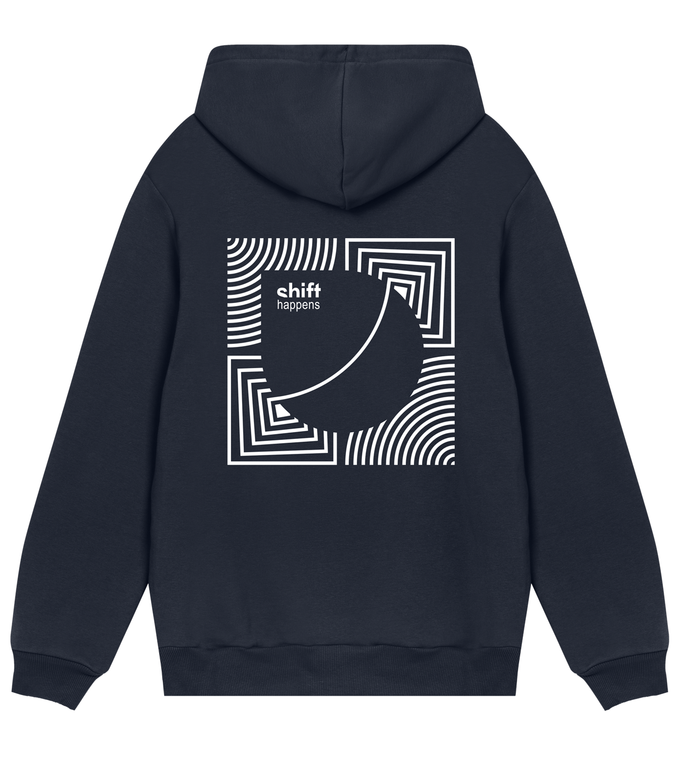 Hoodie Männer Regular, Dark Blue, Hinten, Good Morning World, zweiseitig, Shift_Happens N01