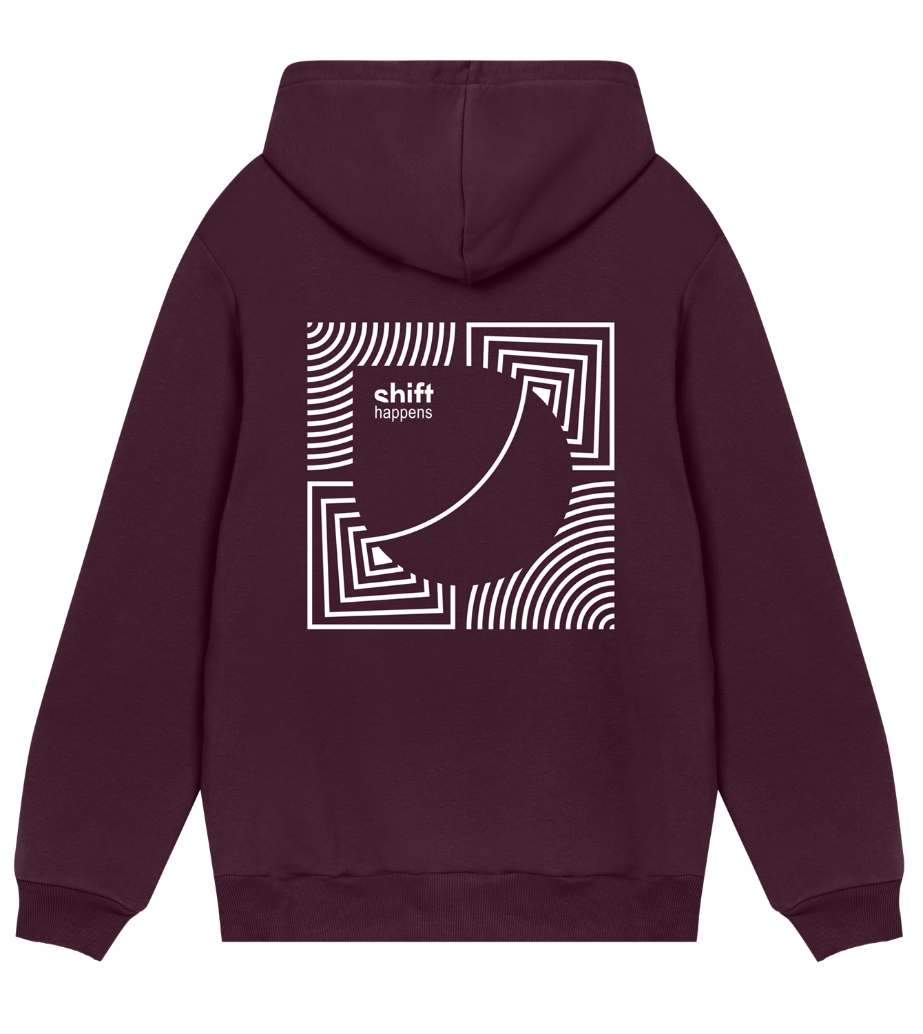 Hoodie Männer Regular, Maroon, Hinten, Good Morning World, zweiseitig, Shift_Happens N01