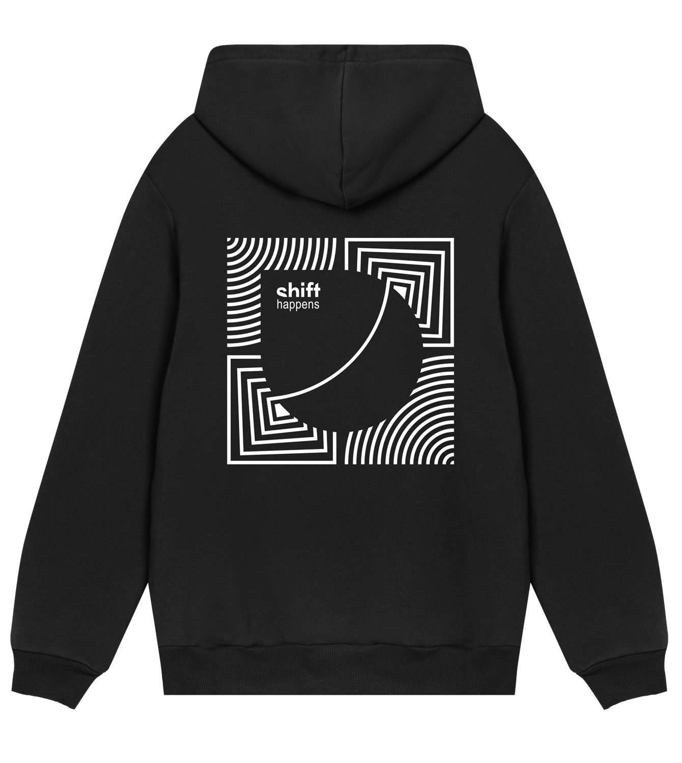 Hoodie Männer Regular, Schwarz, Hinten, Good Morning World, zweiseitig, Shift_Happens N01