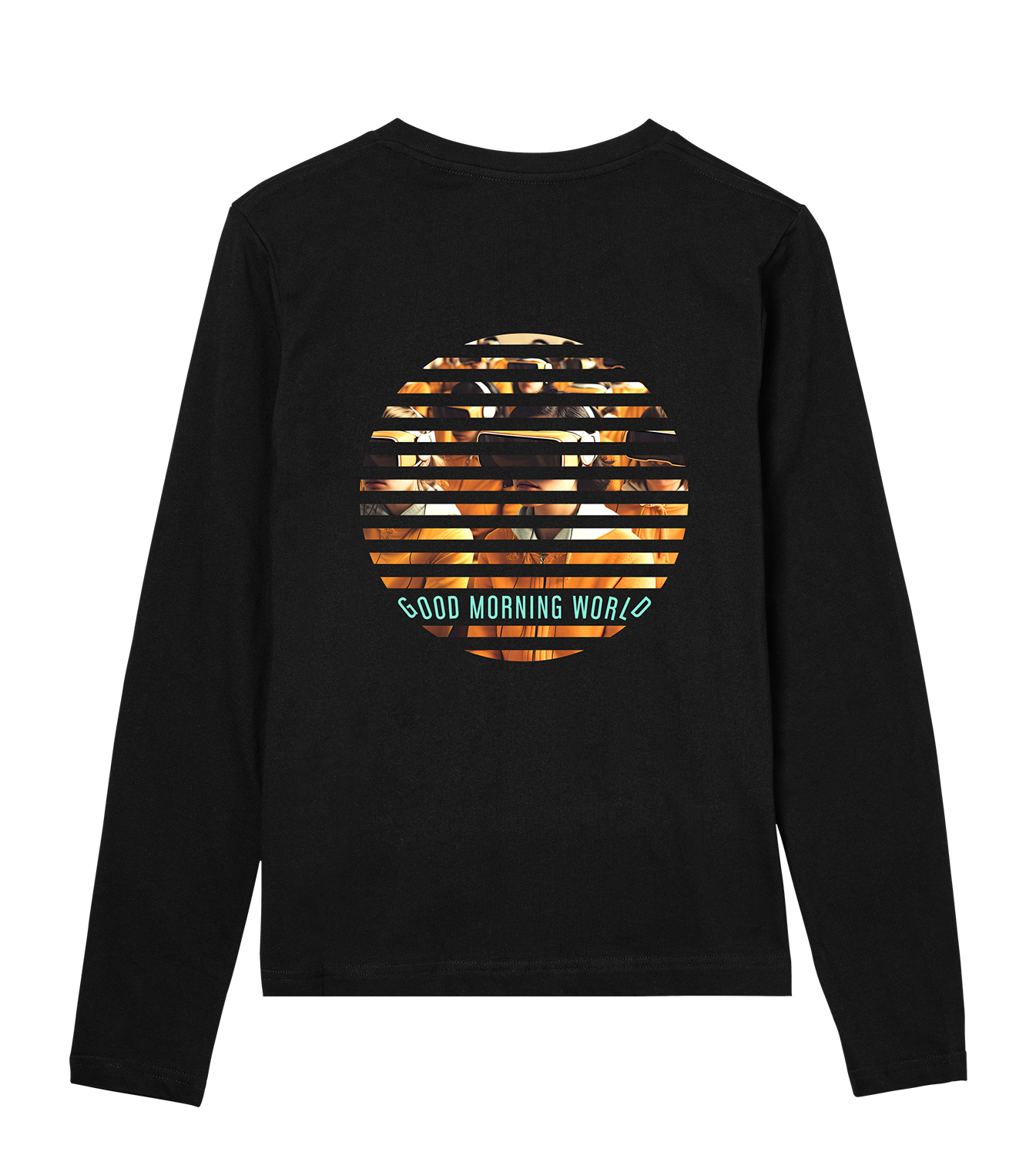Longsleeve Frauen Regular, Schwarz, Hinten, Good Morning World, zweiseitig, N01