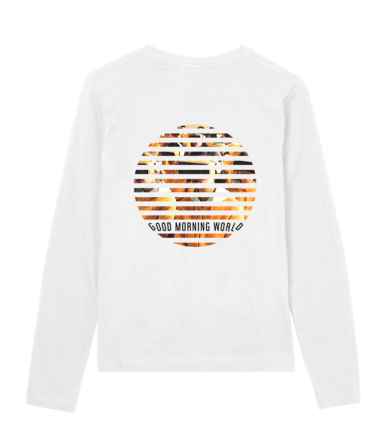 Longsleeve Frauen Regular, Weiss, Hinten, Good Morning World, zweiseitig, N01