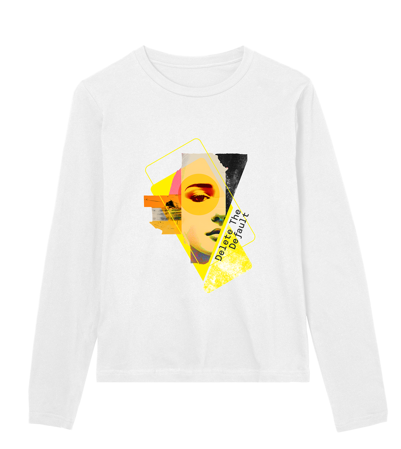 Longsleeve Frauen Regular, Weiss, Vorne, Good Morning World, einseitig, Delete The Default N01