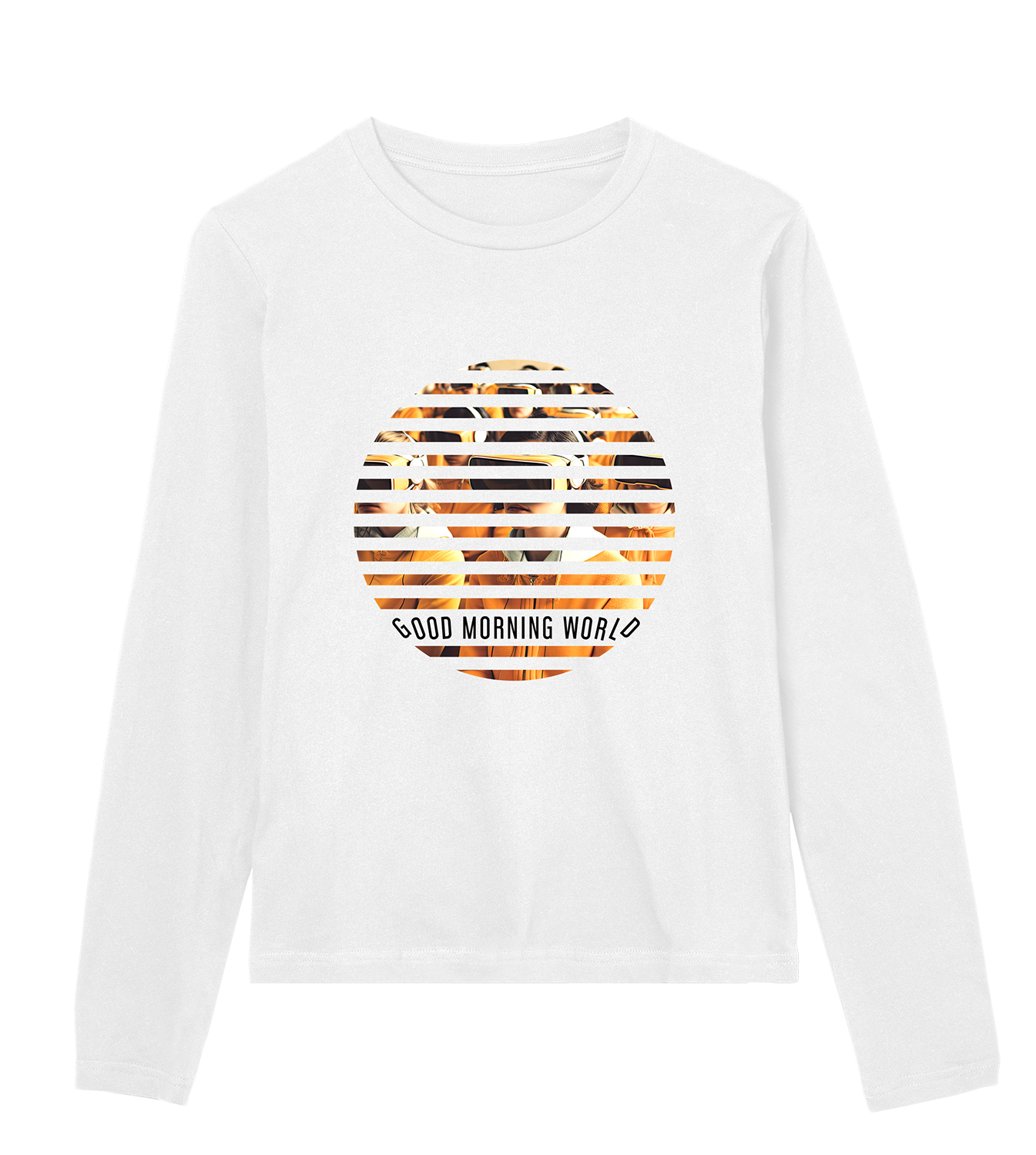 Longsleeve Frauen Regular, Weiss, Vorne, Good Morning World, einseitig, N01