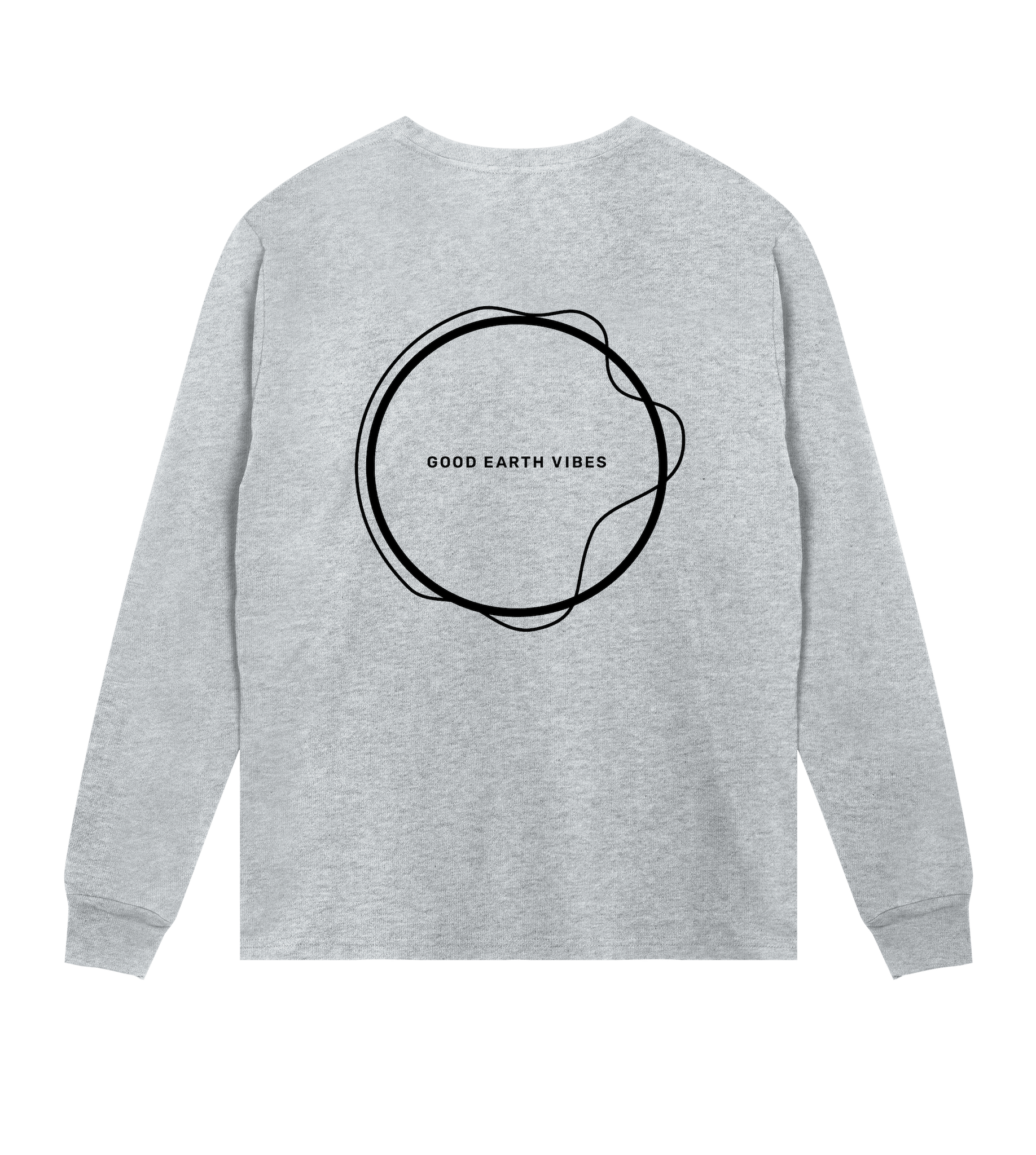 Longsleeve Herrn Grau meliert Regular Rückseite – Good Earth Vibes
