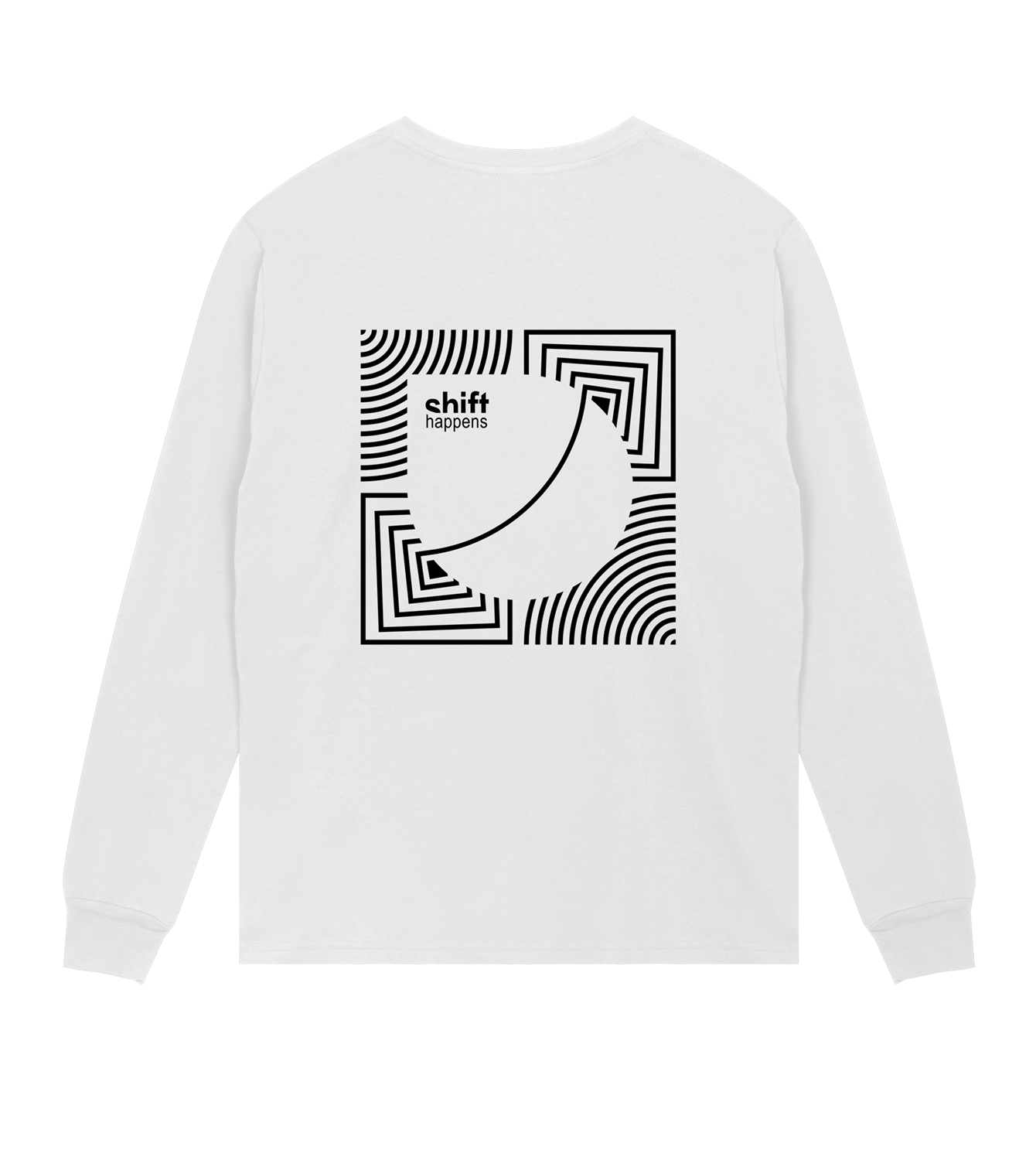 Longsleeve Herren Regular, Weiss, Hinten, Good Morning World, zweiseitig, Shift Happens N01