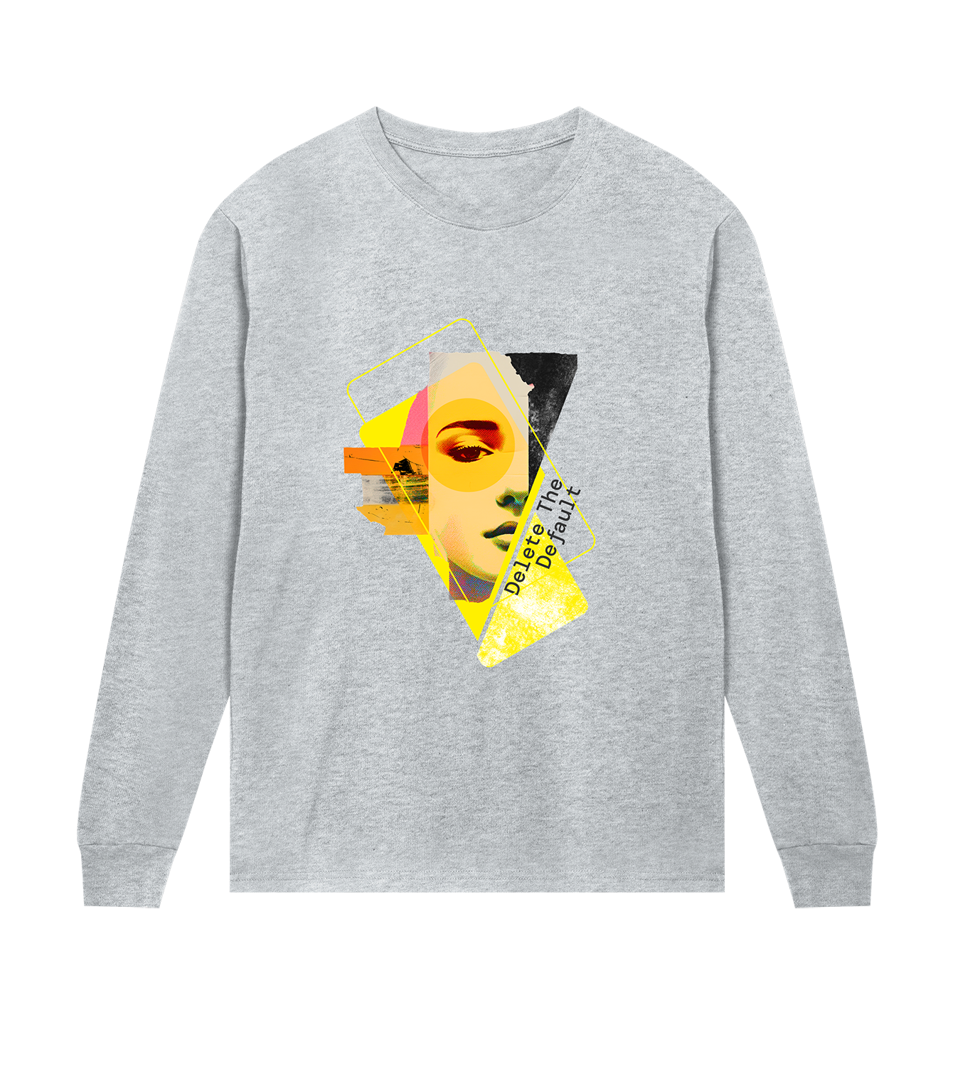 Longsleeve Männer Regular, Grau meliert, Vorne, Good Morning World, einseitig, Delete The Default N01
