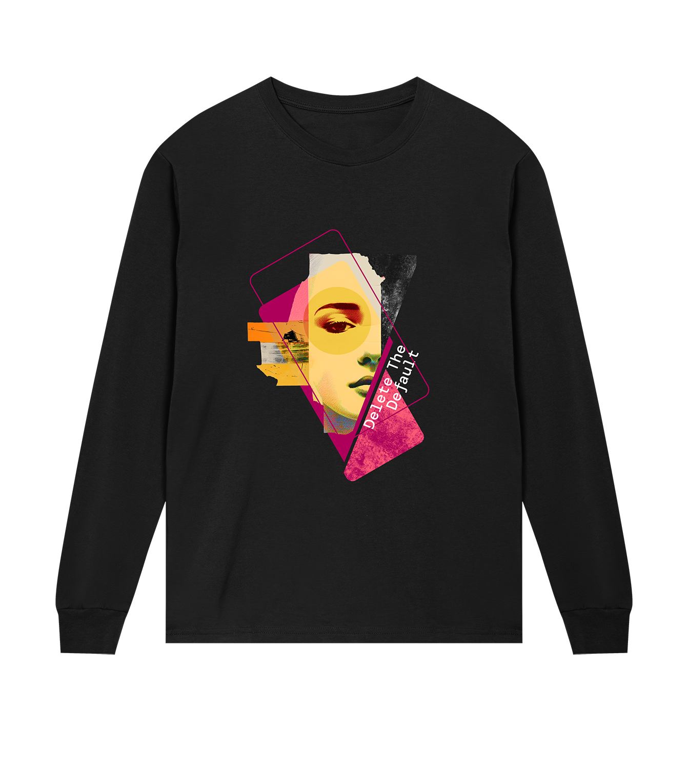 Longsleeve Männer Regular, Schwarz, Vorne, Good Morning World, einseitig, Delete The Default N01