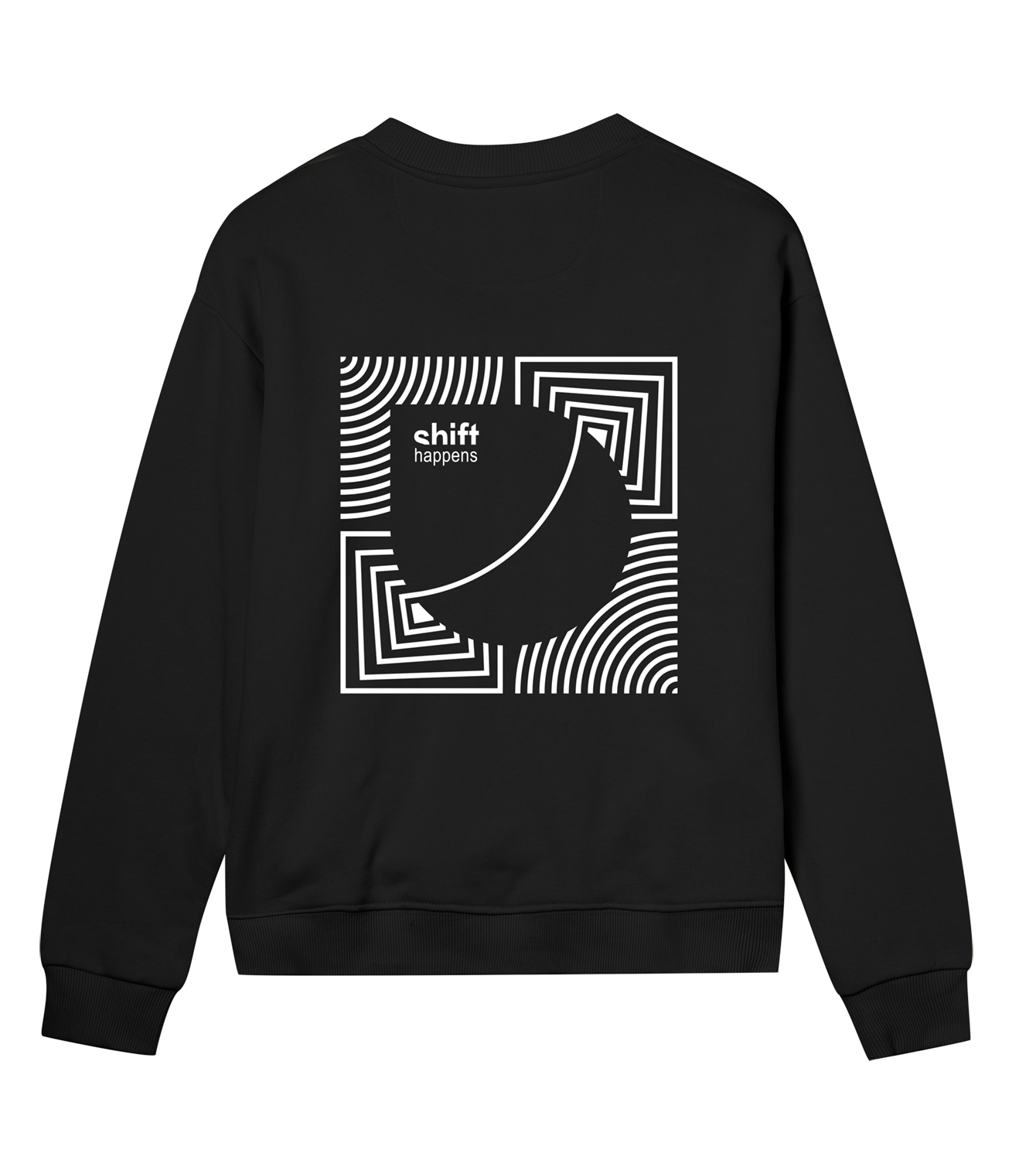 Sweatshirt Damen Regular, Schwarz, Hinten, Good Morning World, zweiseitig, Shift Happens N01