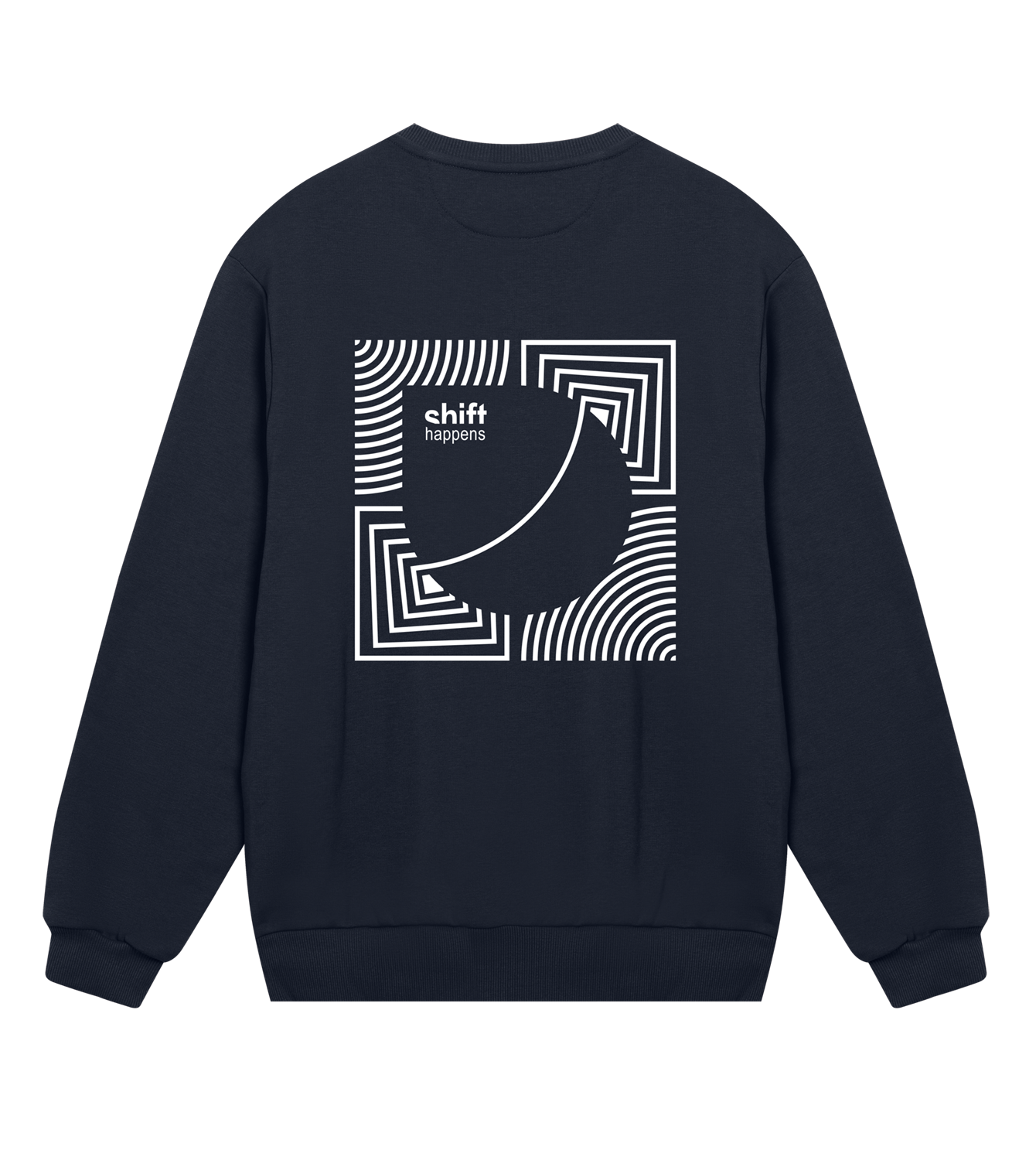 Sweatshirt Herren Regular, Dunkelblau, Hinten, Good Morning World, zweiseitig, Shift Happens N01