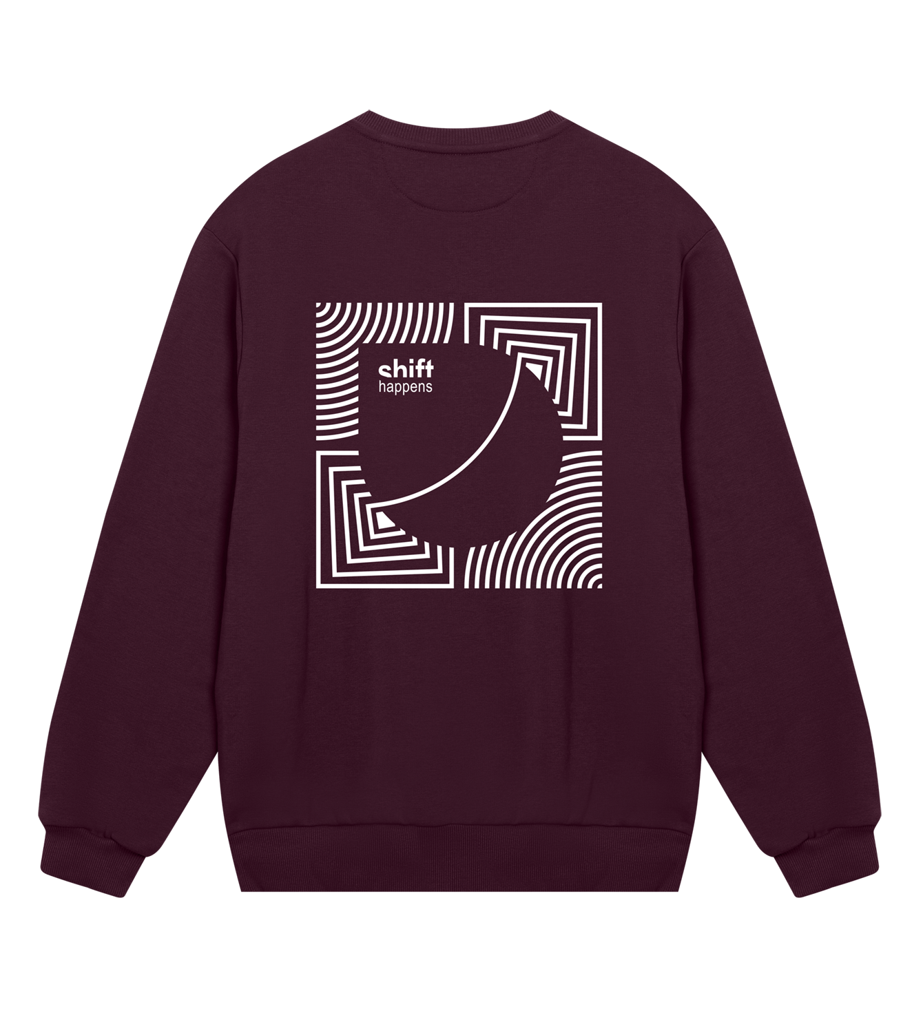 Sweatshirt Herren Regular, Maroon, Hinten, Good Morning World, zweiseitig, Shift Happens N01