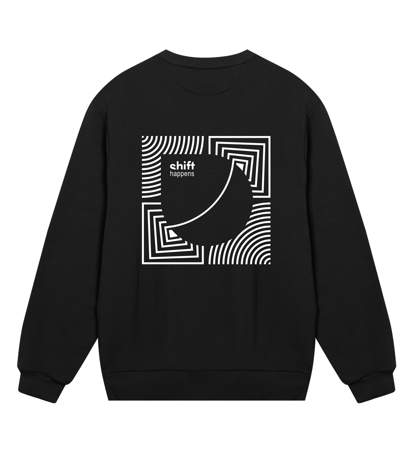 Sweatshirt Herren Regular, Schwarz, Hinten, Good Morning World, zweiseitig, Shift Happens N01