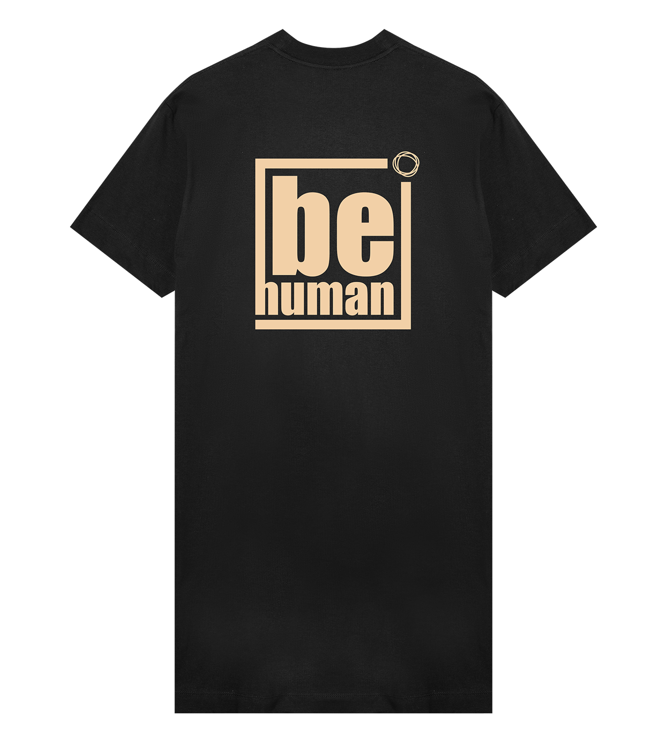 T-Dress Frauen, Schwarz, Boxy, Hinten, Good Morning World, zweiseitig, Beige, Be Human N01