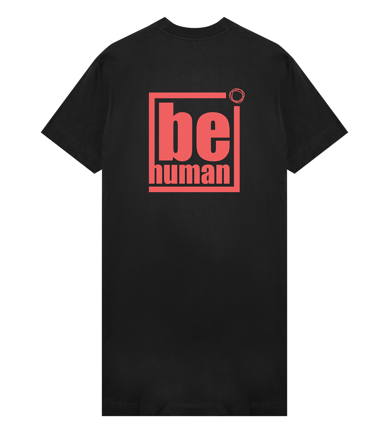 T-Dress Frauen, Schwarz, Boxy, Hinten, Good Morning World, zweiseitig, Rot-Orange, Be Human N01