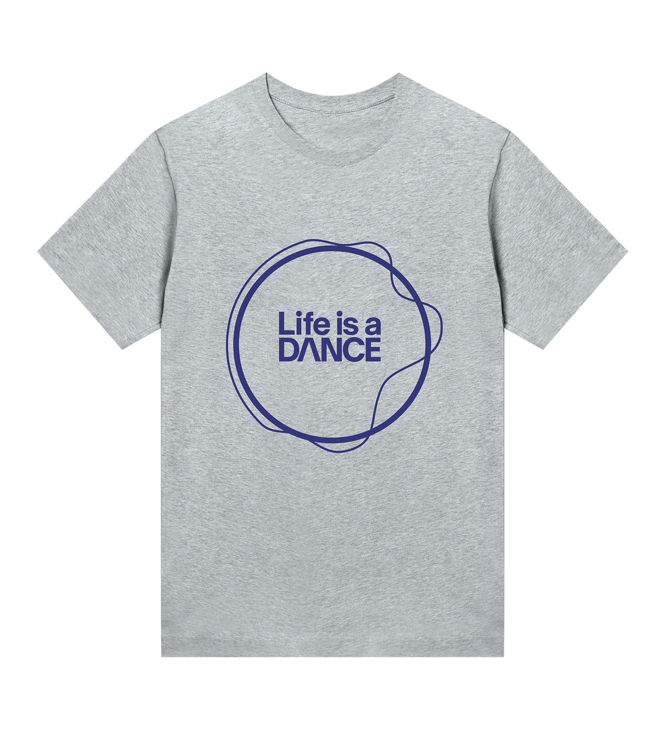 T-Shirt Frauen Regular, Grau meliert, Vorne, Good Earth Vibes, zweiseitig, Life is a Dance N02