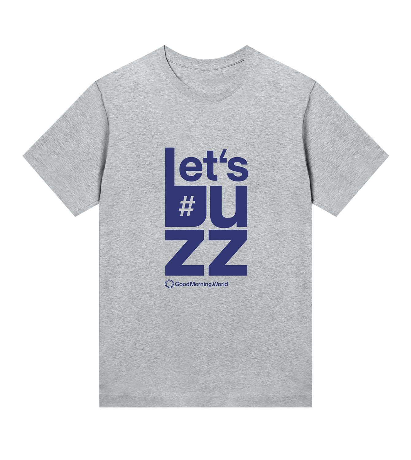 T-Shirt Frauen Regular, Grau meliert, Vorne, Good Morning World, einseitig, Lets' Buzz N01