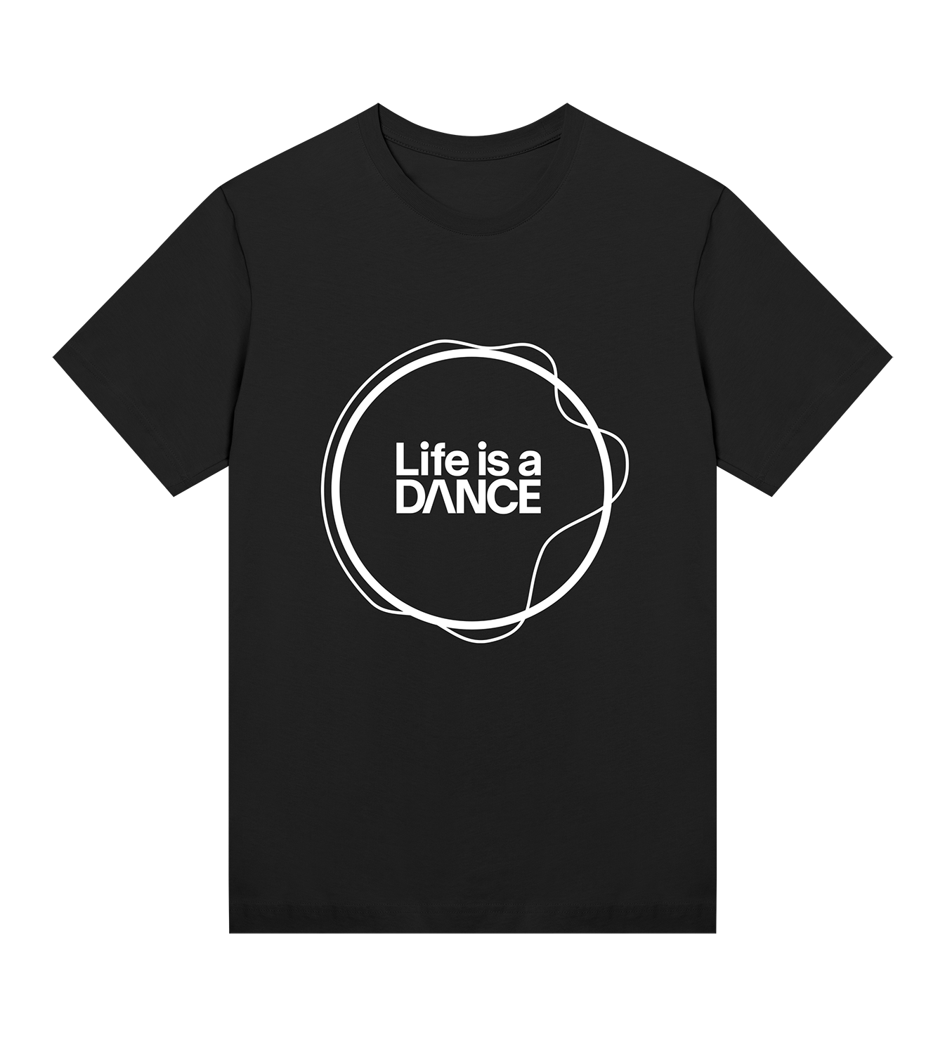 T-Shirt Frauen Regular, Schwarz, Vorne, Good Earth Vibes, zweiseitig, Life is a Dance N02