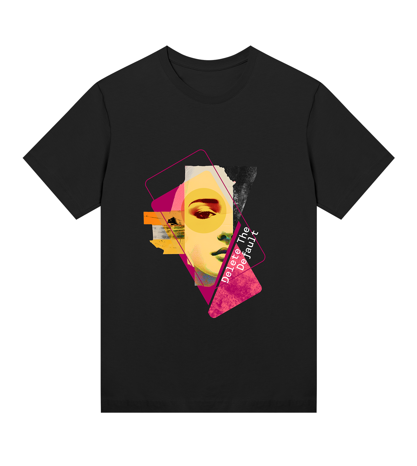 T-Shirt Frauen Regular, Schwarz, Vorne, Good Morning World, einseitig, Delete The Default N01
