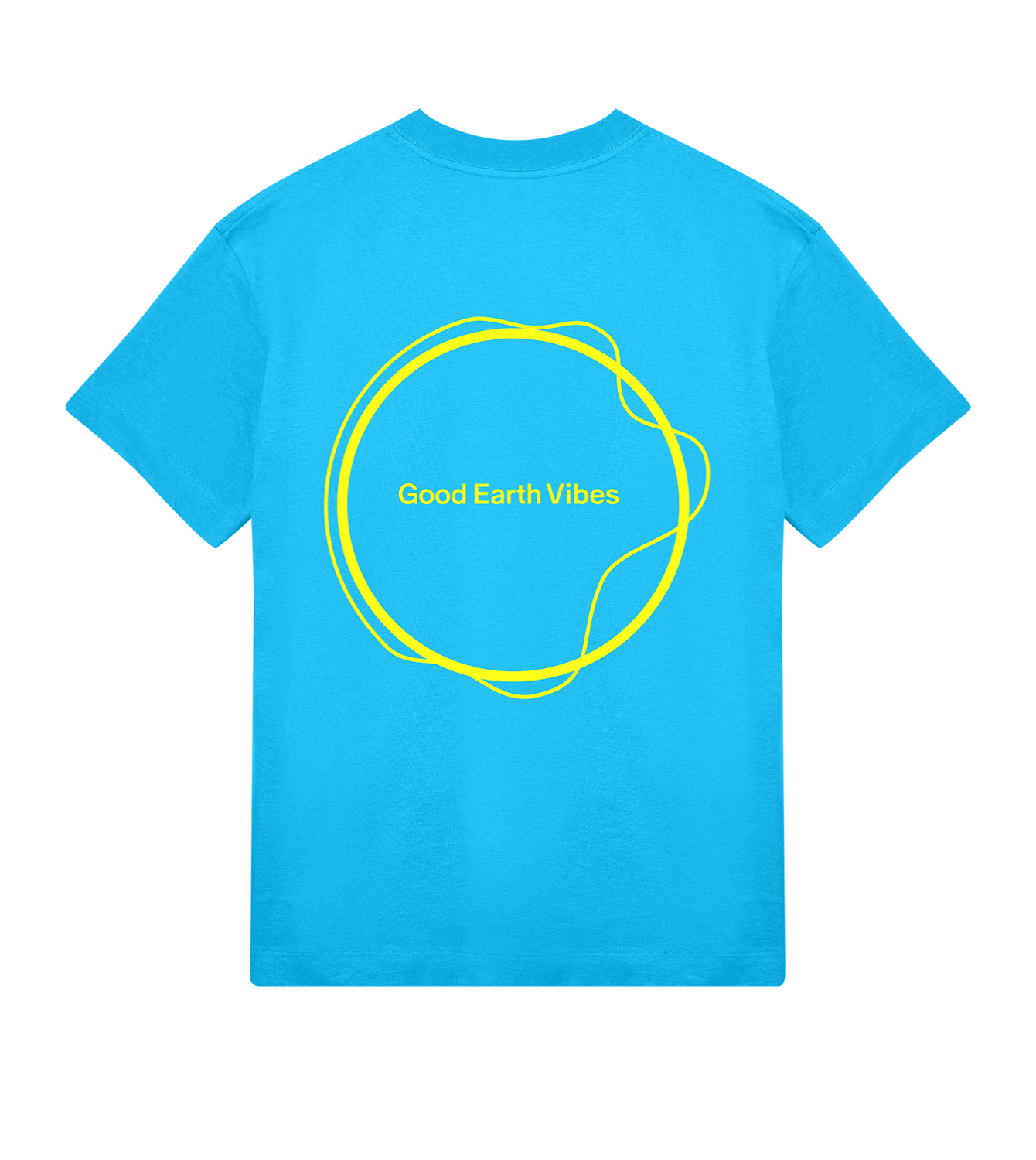T-Shirt Männer Boxy, Türkis, Hinten, Good Earth Vibes, zweiseitig, Life is a Dance N02