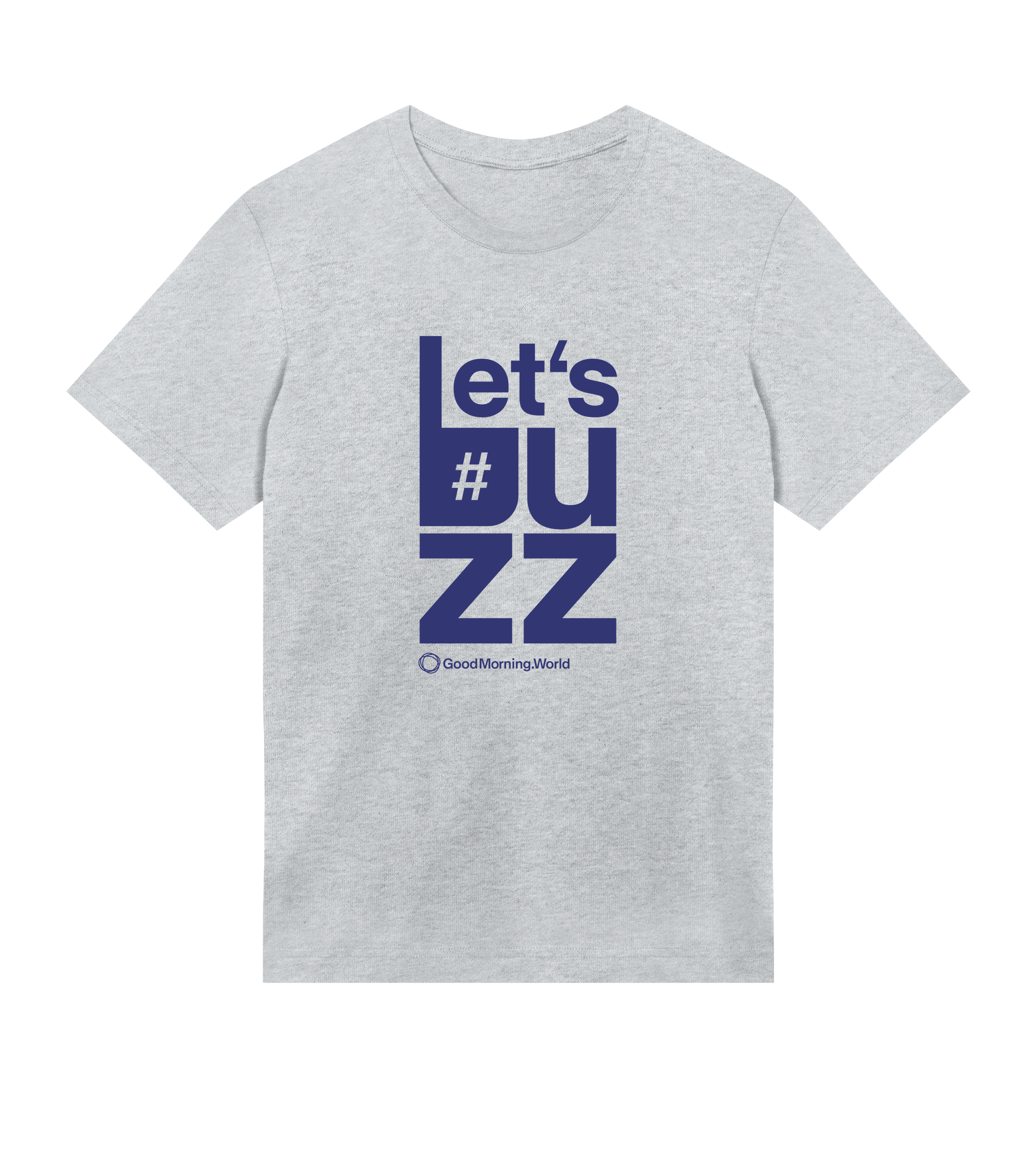 T-Shirt Männer Regular, Grau meliert, Vorne, Good Morning World, einseitig, Let's Buzz N01