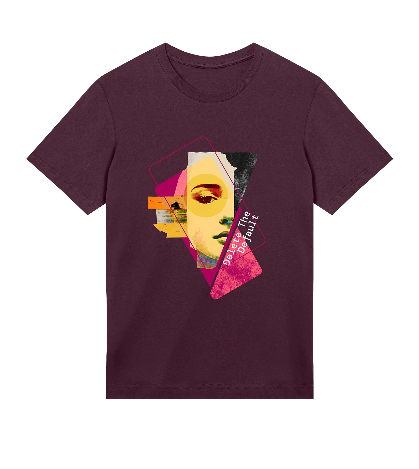 T-Shirt Männer Regular, Maroon, Vorne, Good Morning World, einseitig, Delete The Default N01