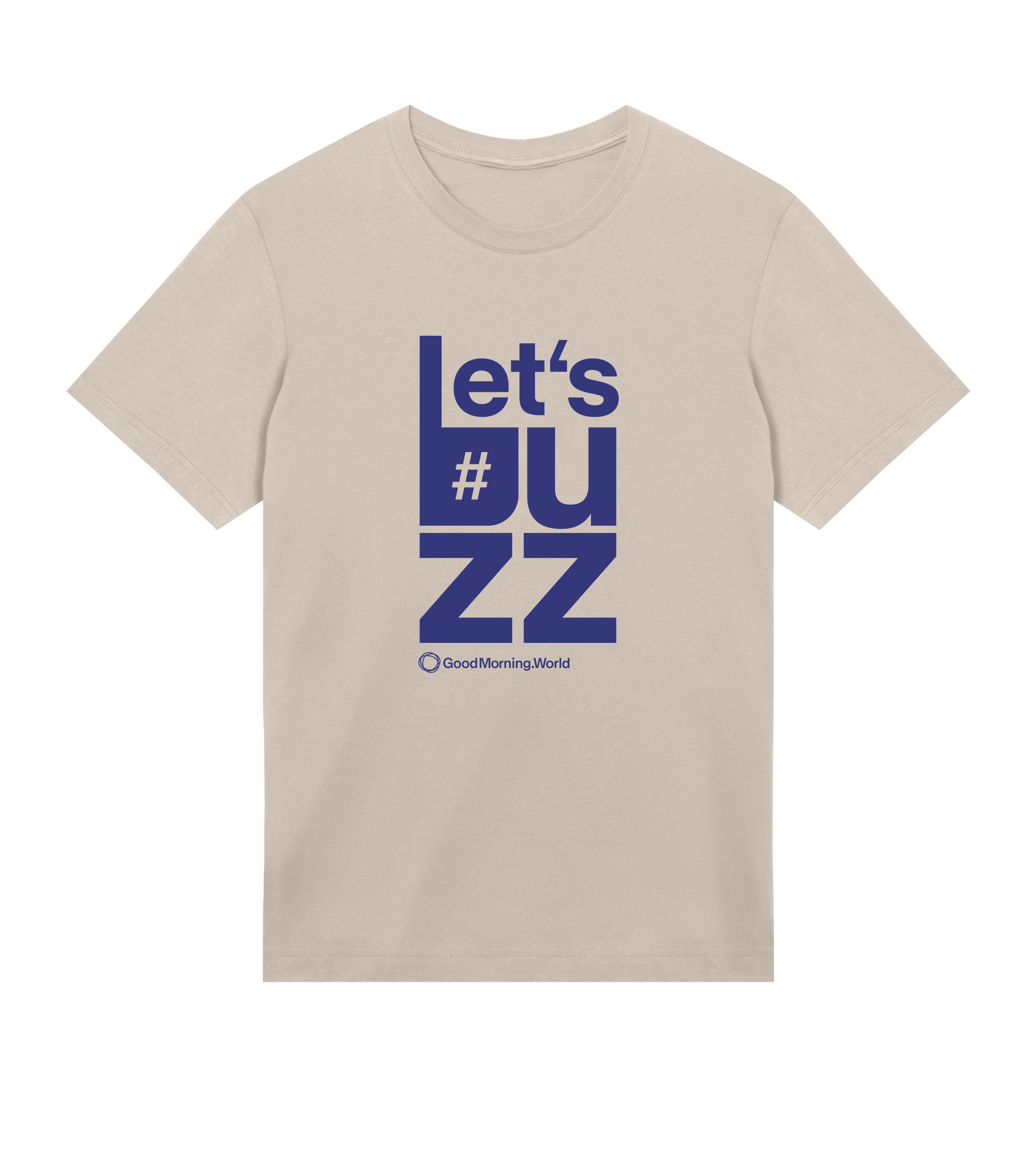 T-Shirt Männer Regular, Sand, Vorne, Good Morning World, einseitig, Let's Buzz N01