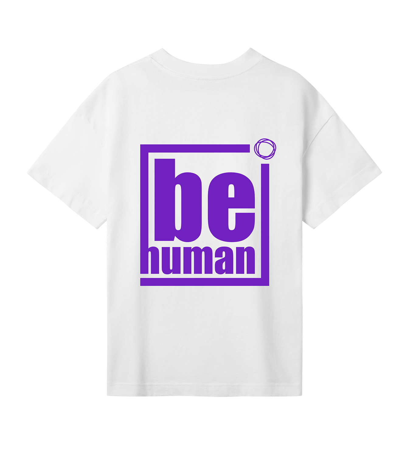 T-Shirt Frauen Oversized, Off-White, Hinten, Good Morning World, zweiseitig, Be Human N01