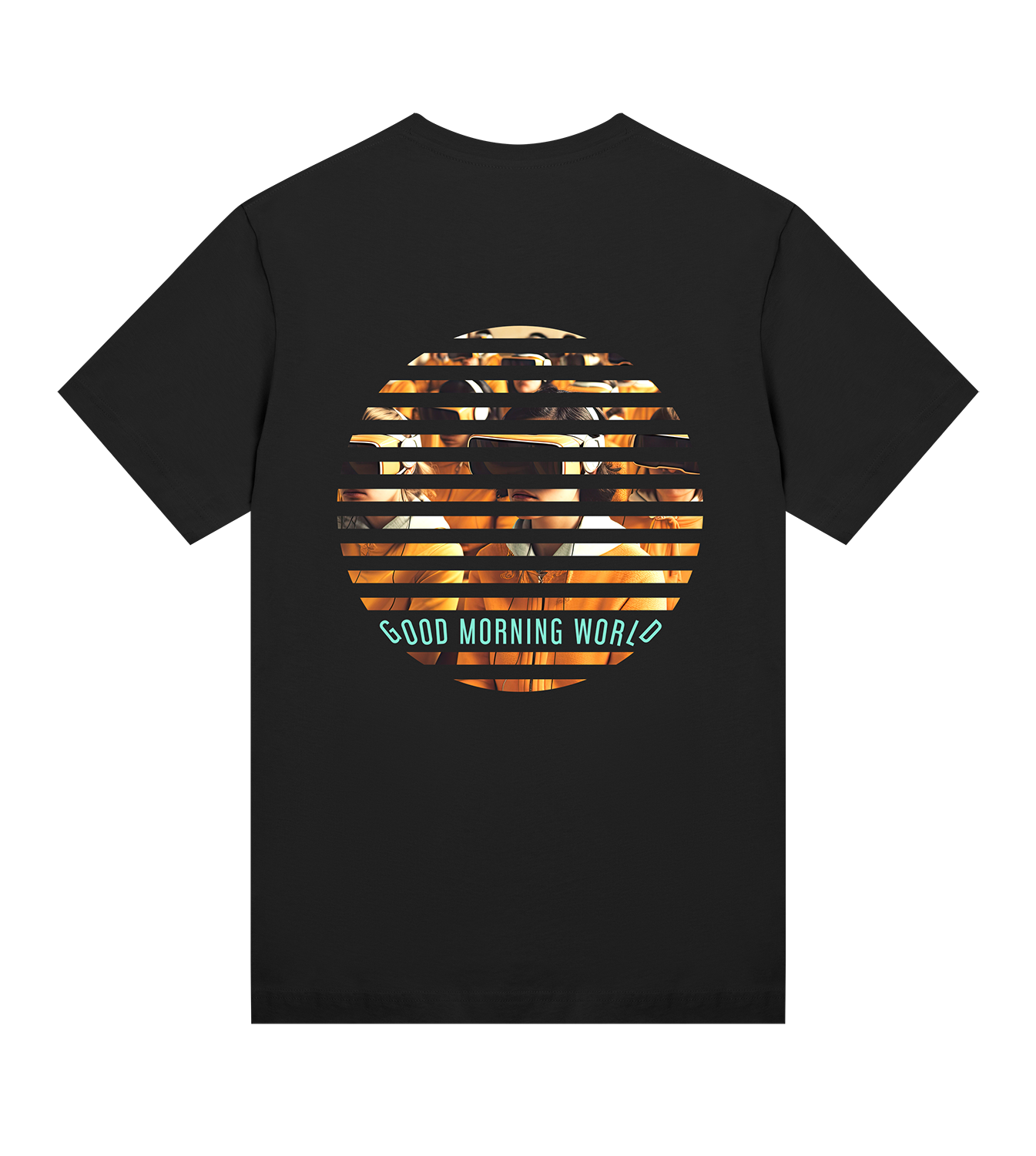 T-Shirt Frauen Regular, Schwarz, Hinten, Good Morning World, zweiseitig, N01
