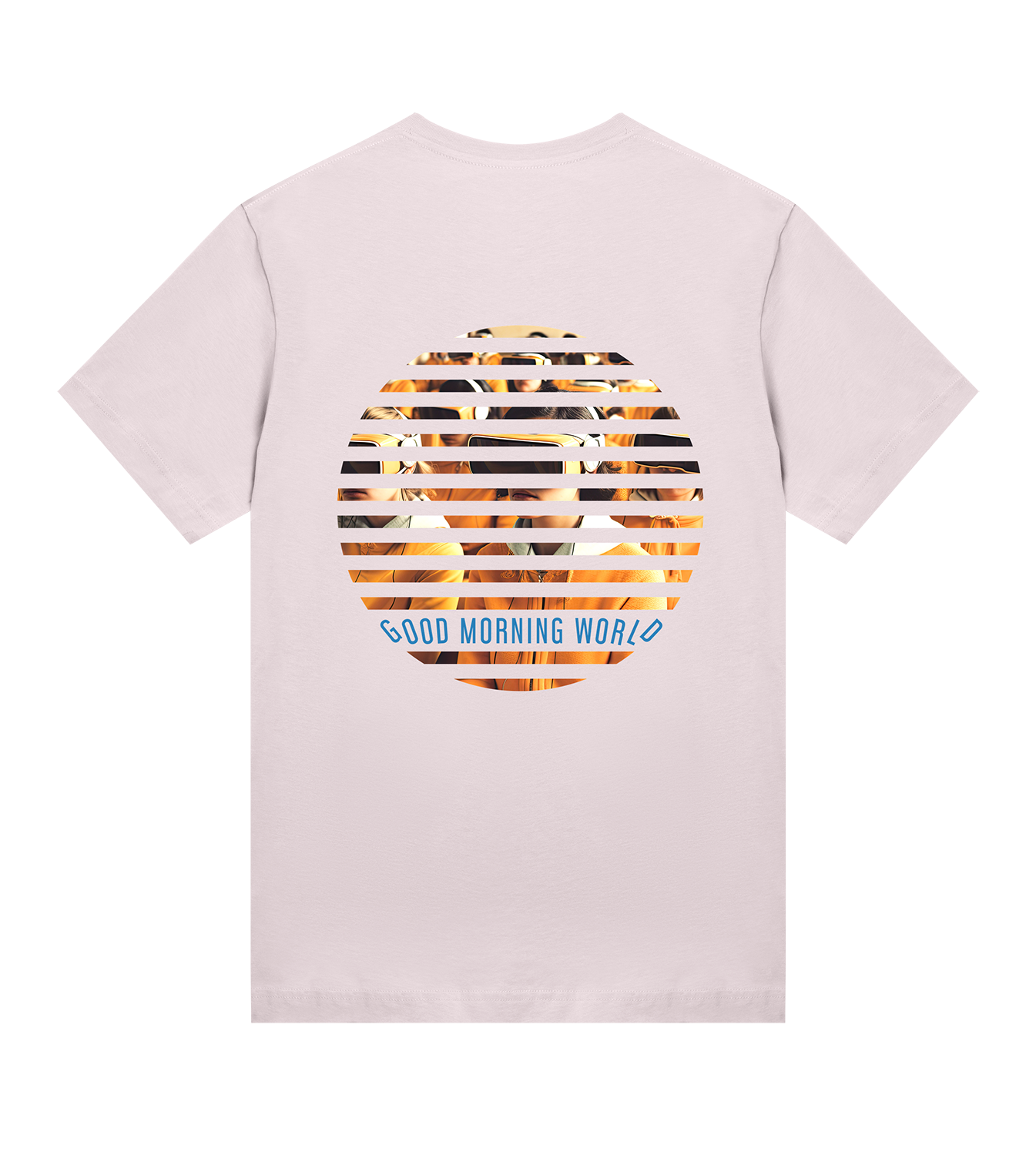T-Shirt Frauen Regular, Soft Pink, Hinten, Good Morning World, zweiseitig, N01
