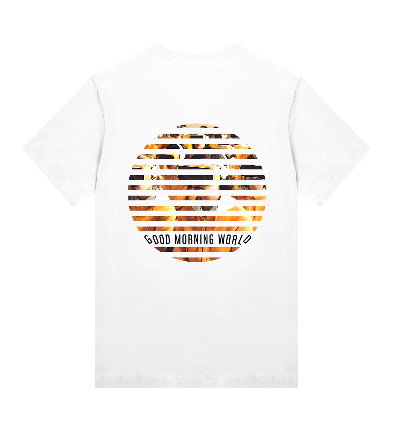 T-Shirt Frauen Regular, Weiss, Hinten, Good Morning World, zweiseitig, N01