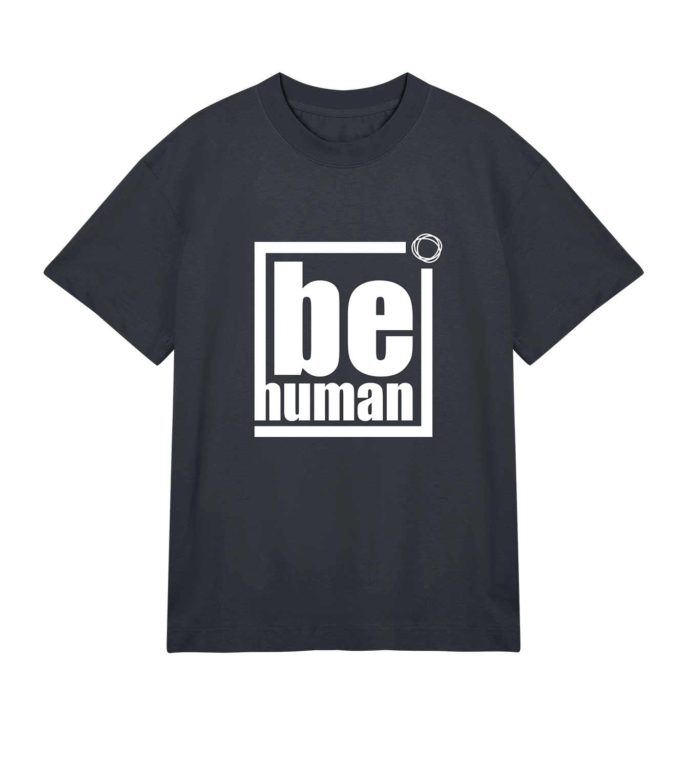 T-Shirt Männer Boxy, Off-Black, Vorne, Good Morning World, einseitig, Be Human N01