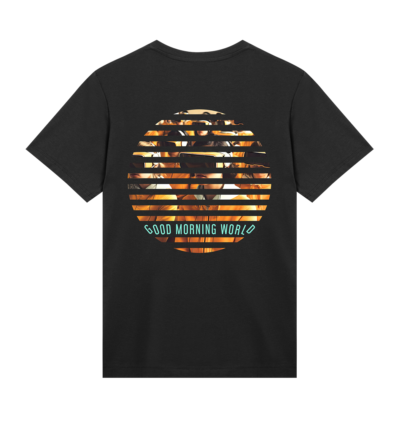 T-Shirt Männer Regular, Schwarz, Hinten, Good Morning World, zweiseitig, N01